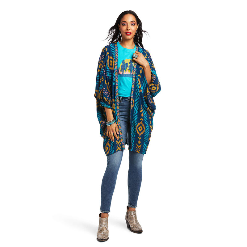 Ariat Hemden Damen - Ella Kimono Wrap Blau/Gelb ( GOBWI-8431 )